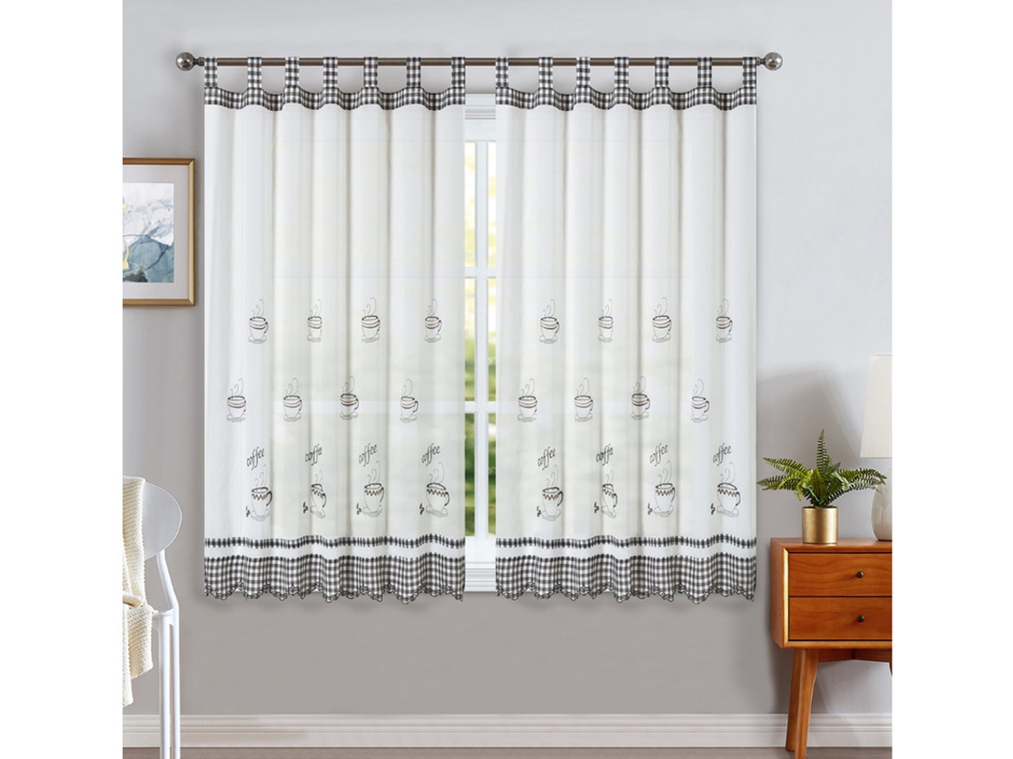 Cortinas de Cocina con Estampado Bordado - Individual