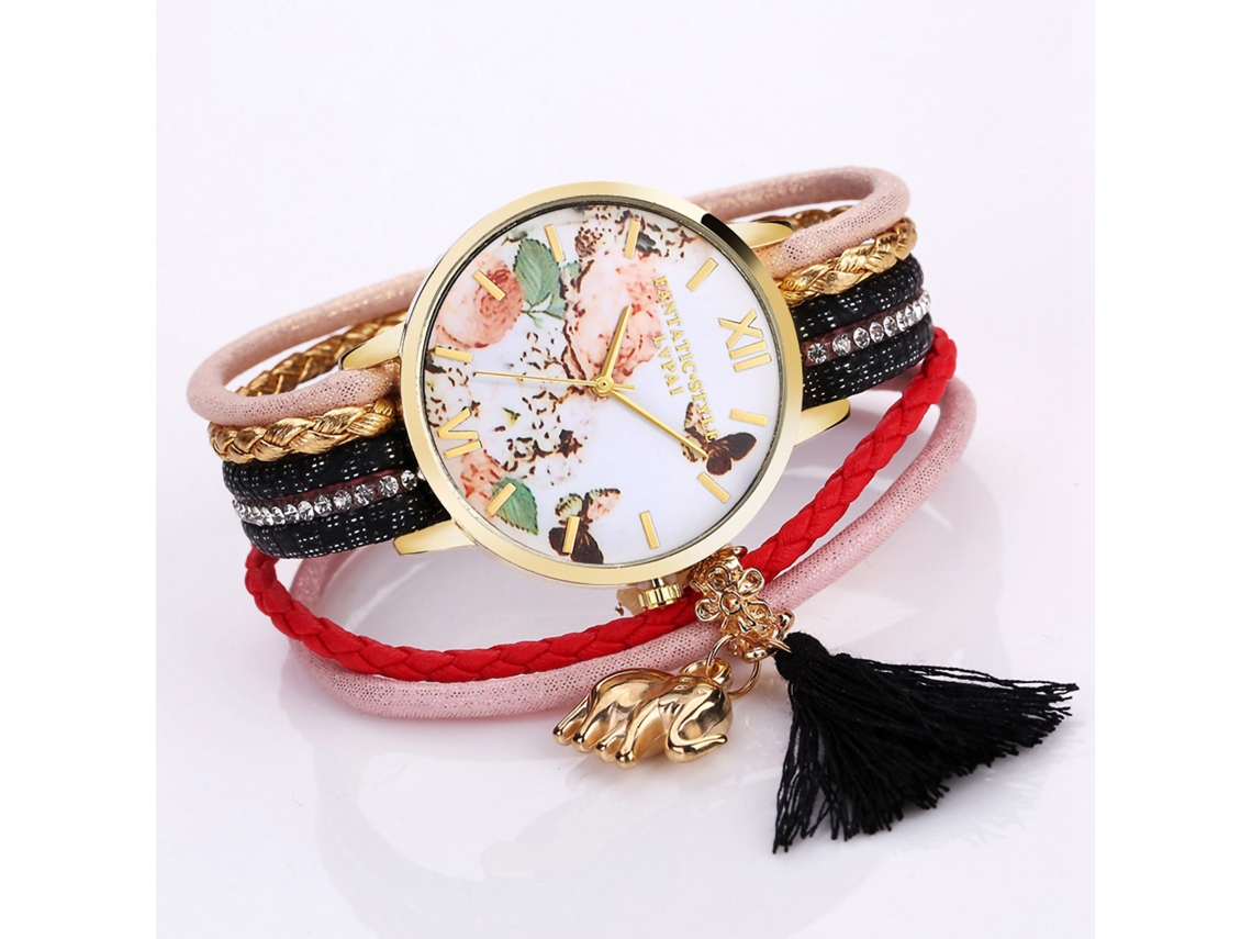 Reloj De Pulsera Analógico De Cuarzo Para Mujer Lvpai Con Esfera Redonda Floral Y Mariposa.