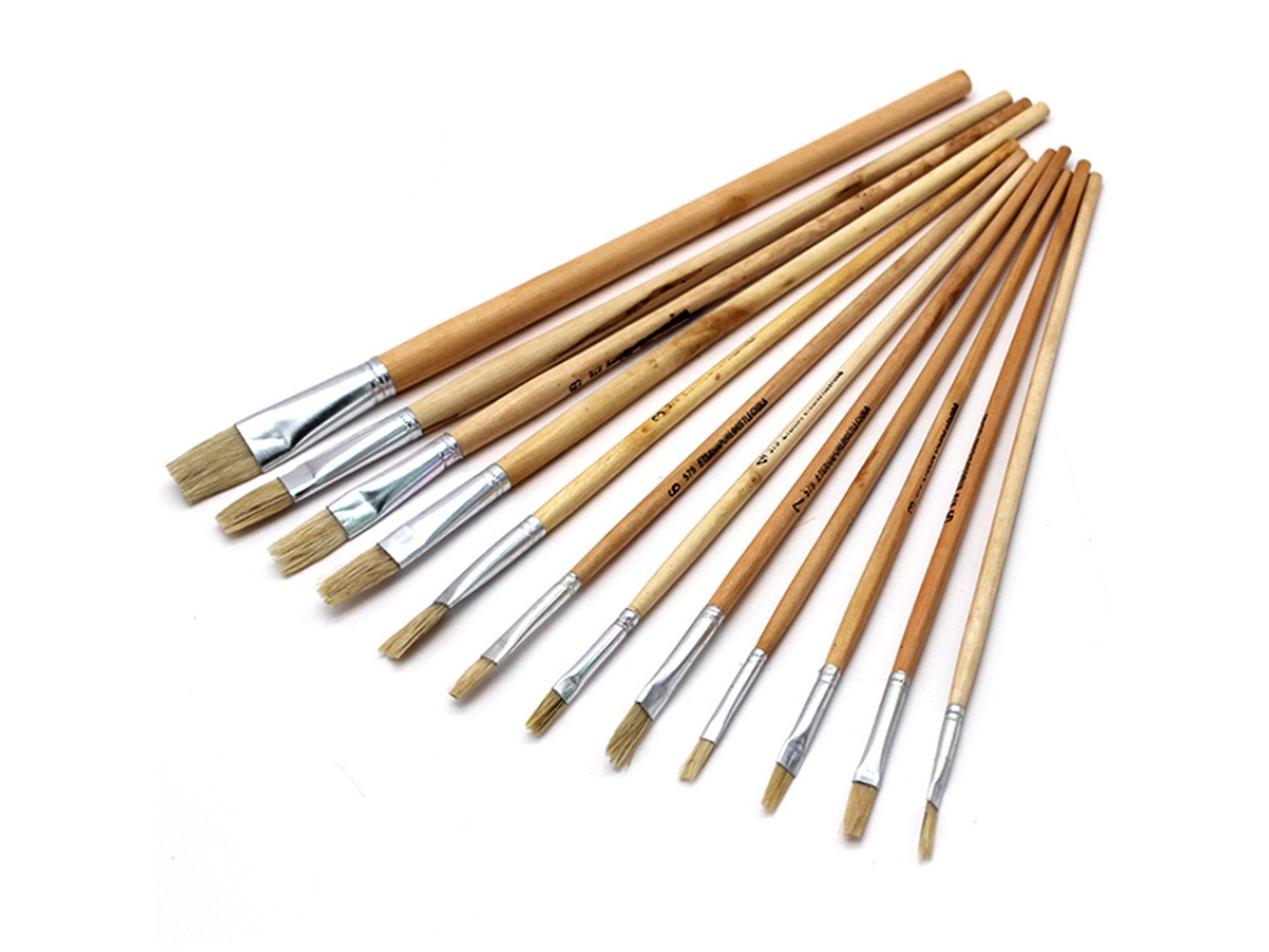 Juego de 12 pinceles de cerdas naturales MDUG para pintura acrílica y acuarela