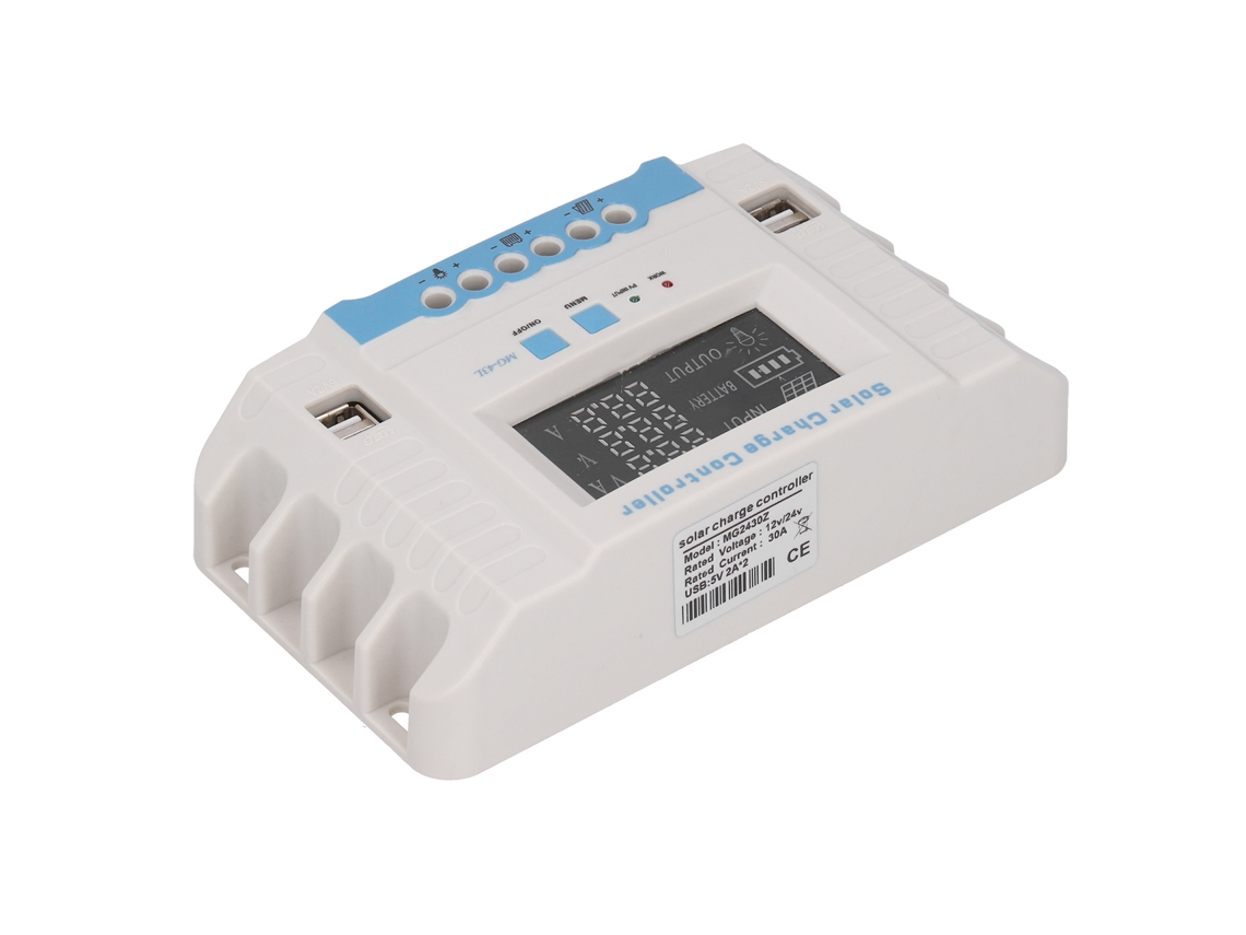 2026dz-controlador De Carga Solar Pwm 30a 12v/24v Con Pantalla Lcd Para Hogar Mg2430z