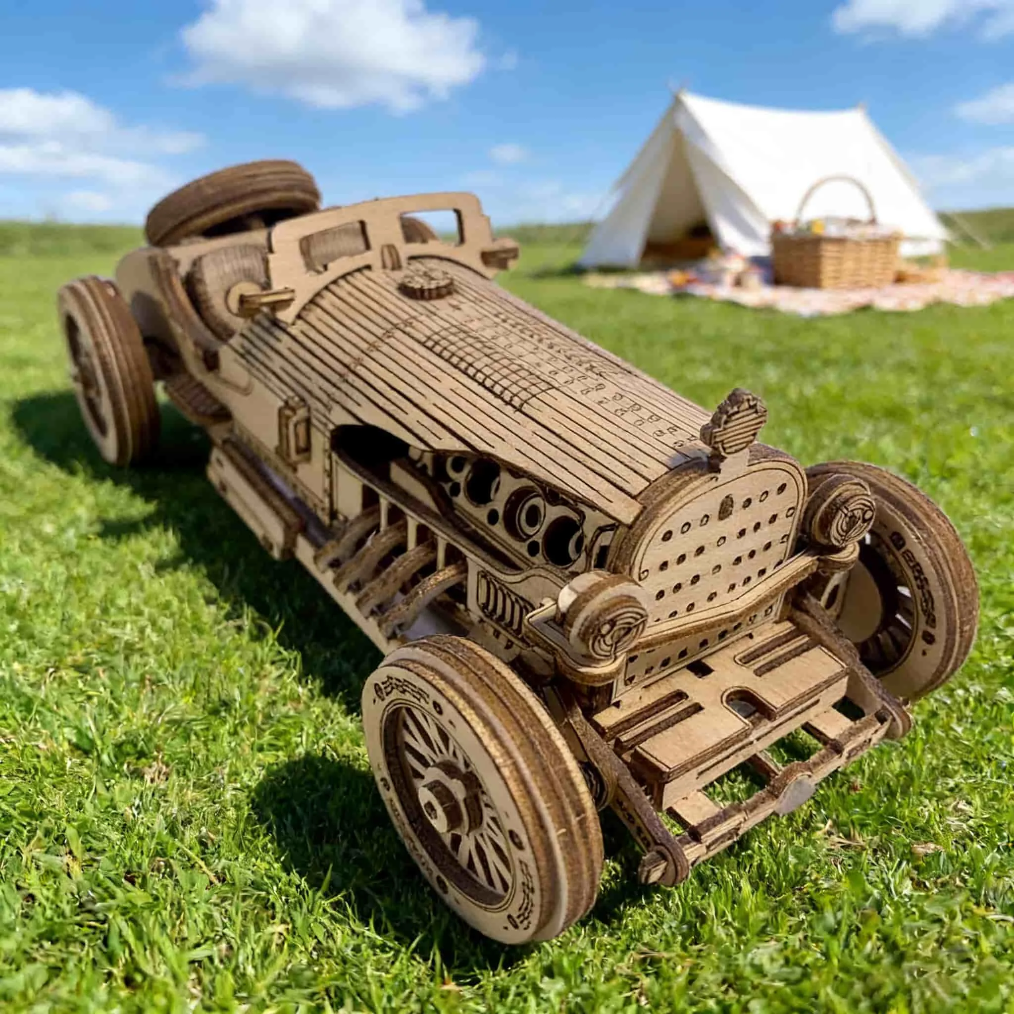 Kit De Modelo De Coche Deportivo Retro De Madera Para Armar Un Rompecabezas 3d.