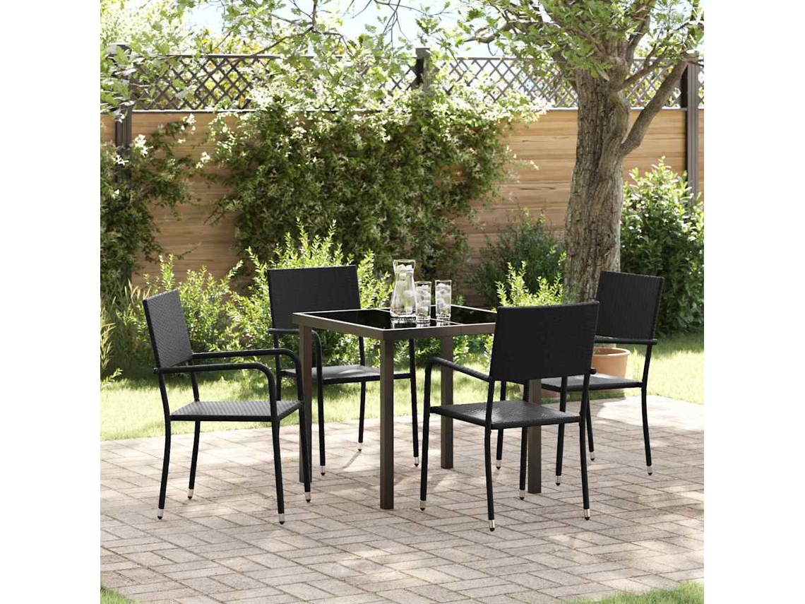 Maison Exclusive - Conjunto De Comedor De Jardín 5 Pcs Negro Ratán Sintético