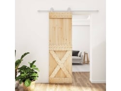 Puerta Corredera Con Herrajes Madera Maciza De Pino 70x210 Cm