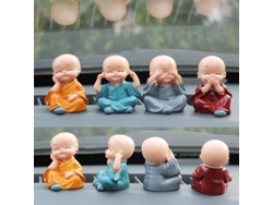 4 Piezas De Lindas Estatuas Pequeñas De Monjes De Resina, Decoración Creativa De Buda Sabio De Kung Fu