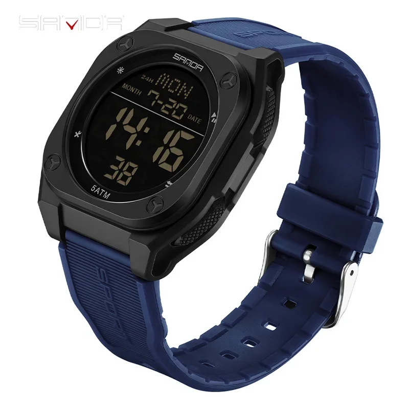 Reloj Digital Para Hombre (azul), Despertador, Luminoso, Resistente Al Agua.