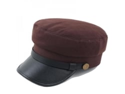 2026-gorra Unisex Baker Boy Con Visera Newsboy Beret Gorra Cadete Militar De Algodón Y Pu Marrón