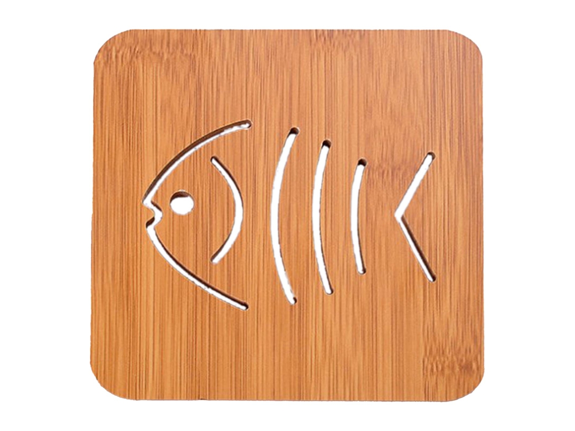 Tapete Para Tazas De Madera Aislante De Calor Con Forma De Pez Bonito