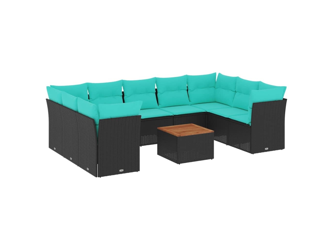 Maison Exclusive - Set De Sofás De Jardín 10pzas Con Cojines Ratán Sintético Negro
