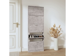 Mueble Zapatero | Armario Zapatero Madera Contrachapada Gris Hormigón 59x17x169 Cm