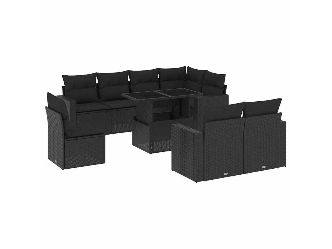 Maison Exclusive - Set De Sofás De Jardín 8 Piezas Y Cojines Ratán Sintético Negro