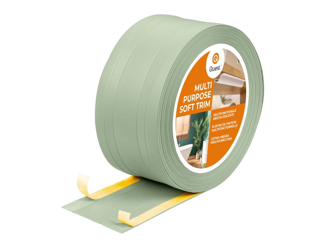 Zócalo de PVC W4 2 en 1, 1 x 110 mm, 5 m, autoadhesivo, revestimiento, flexible para suelo y pared, verde Chiaro Quest