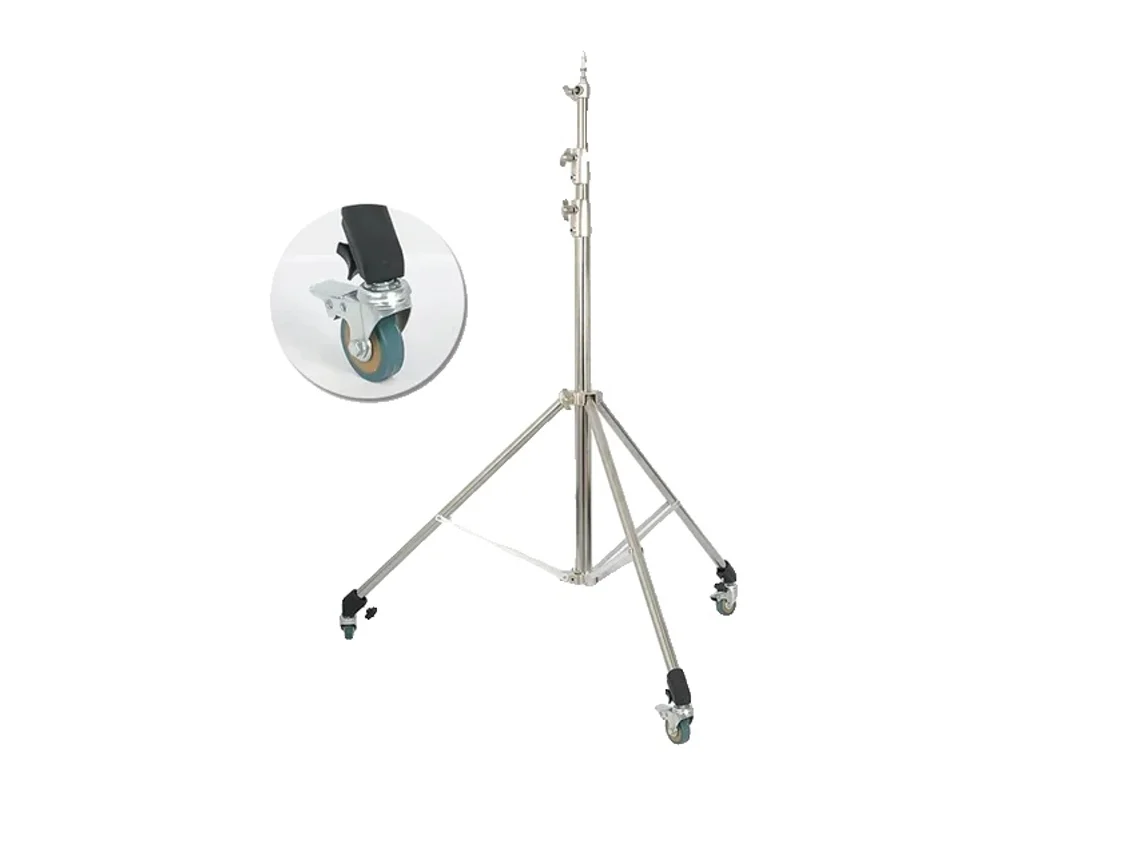Trípode para fotografía, súper estable, soporte de luz plegable, con ruedas