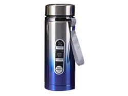 Botella Térmica De Acero Inoxidable Con Degradado Azul Para Viajes Al Aire Libre, Bebidas De Café Frías Y Calientes.