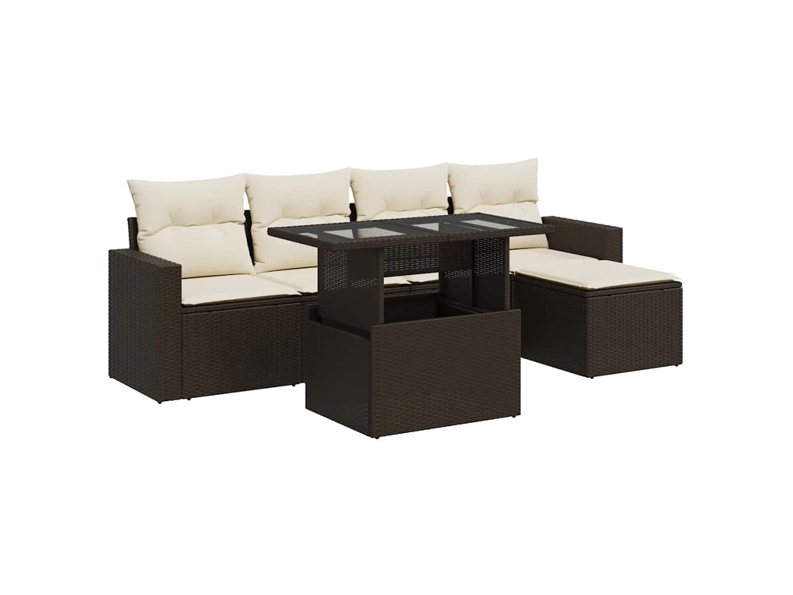 Maison Exclusive - Set Sofás De Jardín 6 Piezas Y Cojines Ratán Sintético Marrón