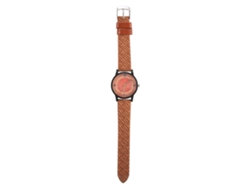 Reloj Analógico De Cuarzo Unisex Con Correa Ajustable De Pu Y Números Romanos Naranjas.