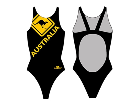 Traje de baño para Mujer TURBO Austrália Kangaroo Signal Pro Resist Negro para Natacion (XL)