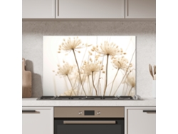 Panel antisalpicaduras de cocina con flores - Blanco - Luz solar 90x60 cm