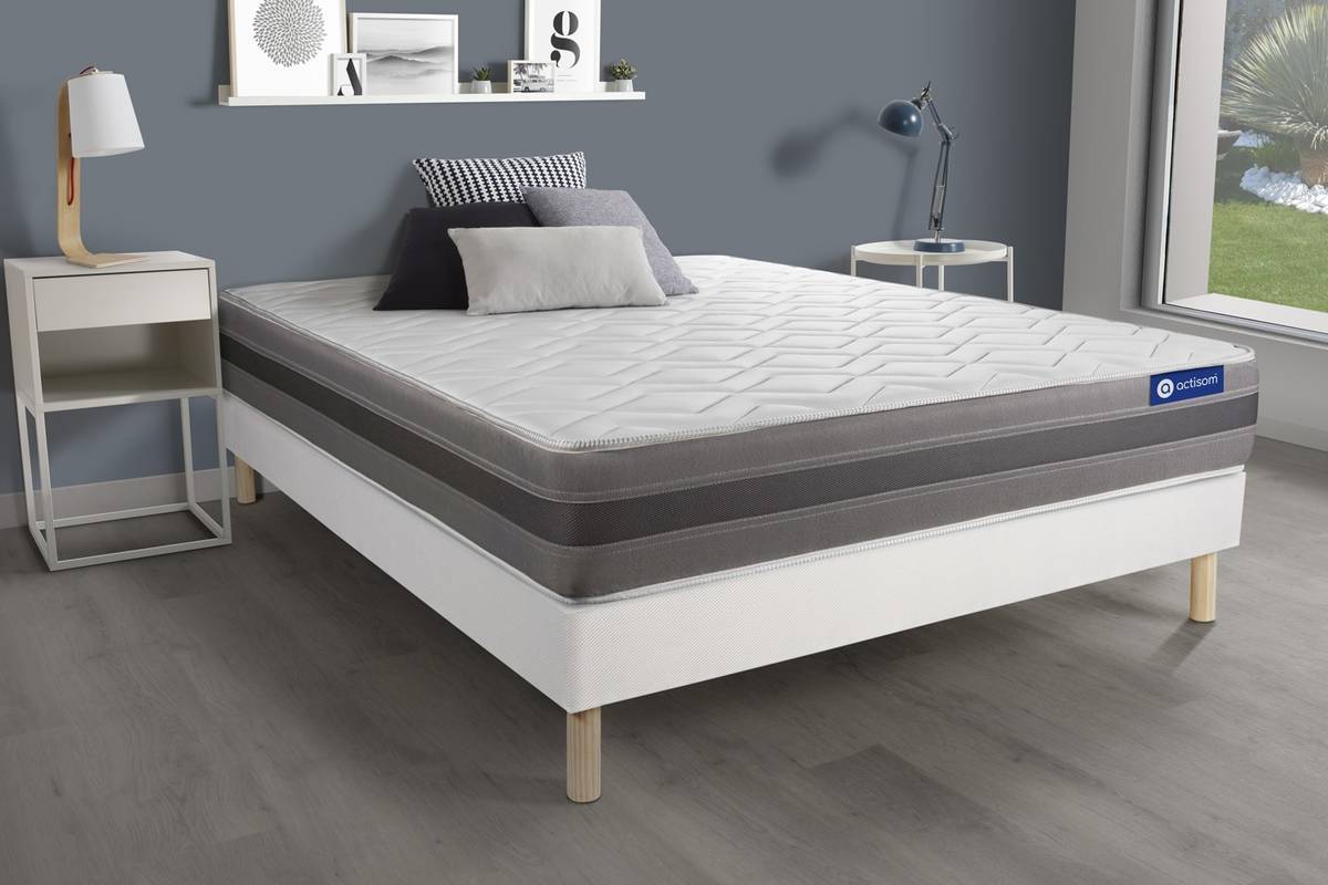 Conjunto de Somier Blanco + Colchón ACTISOM Actiflex Relax (150x200 cm - Muelles Ensacados)
