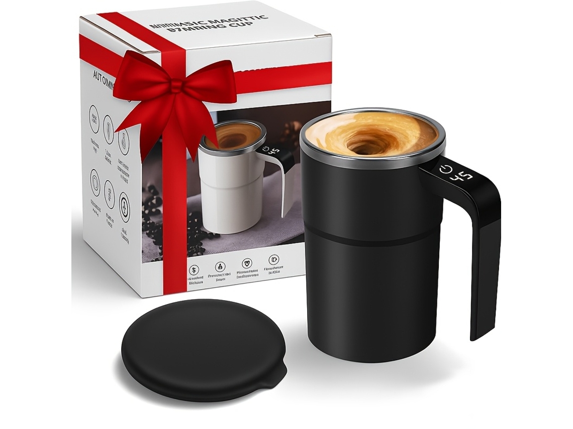 Taza de café con agitador automático e indicador de temperatura, recargable por USB, acero inoxidable 304 STELASPLEN