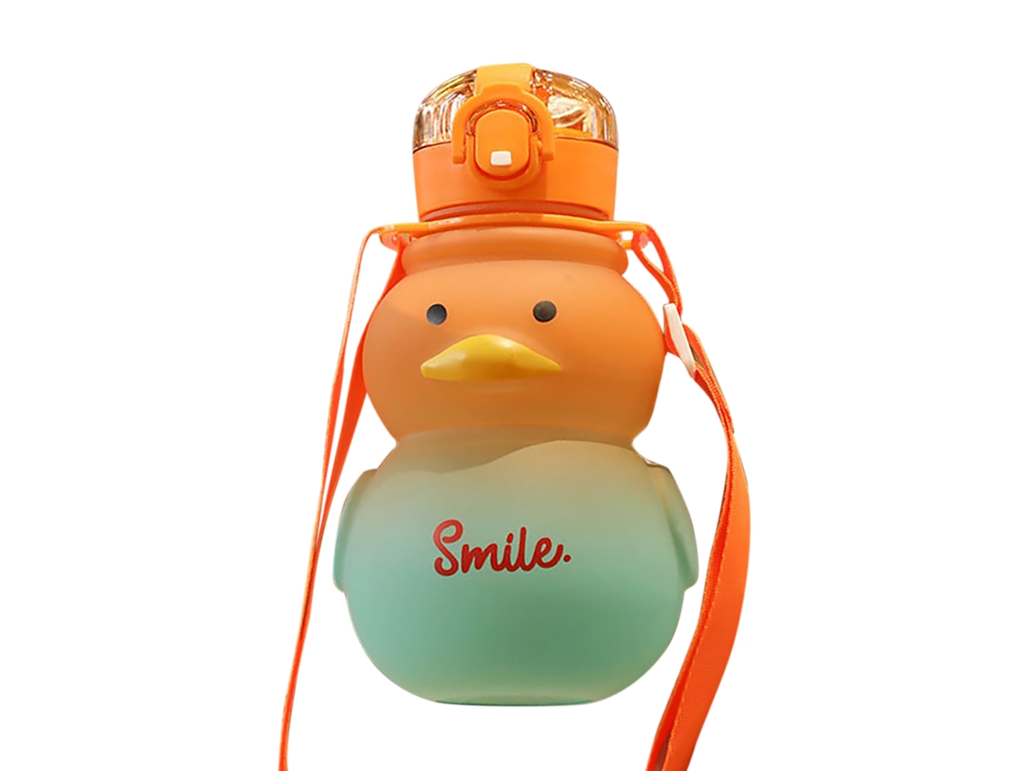 Botella de agua para niña con pajita, 650 ml, vaso de plástico portátil de gran capacidad Mdug (naranja)