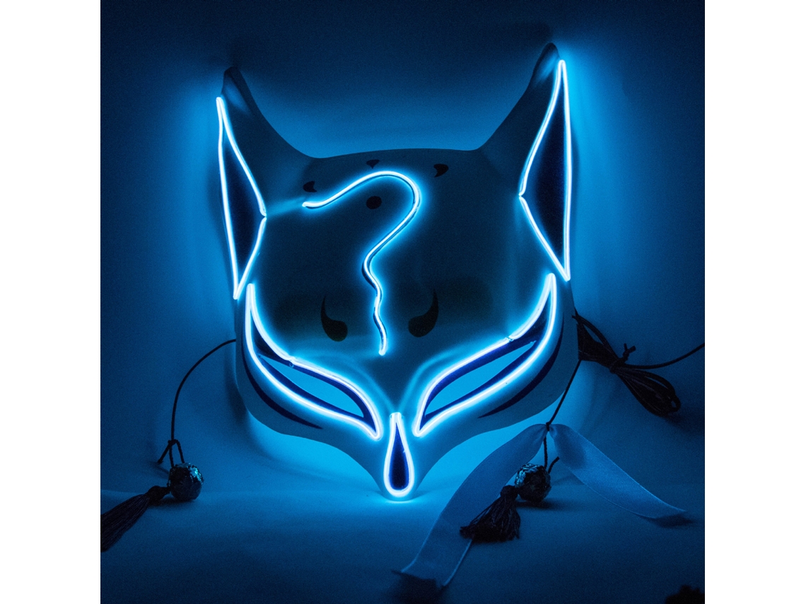 Máscara De Zorro Con Luces Led Para Halloween Y Cosplay Con Banda Elástica De Pvc - Verde, Azul, Rojo