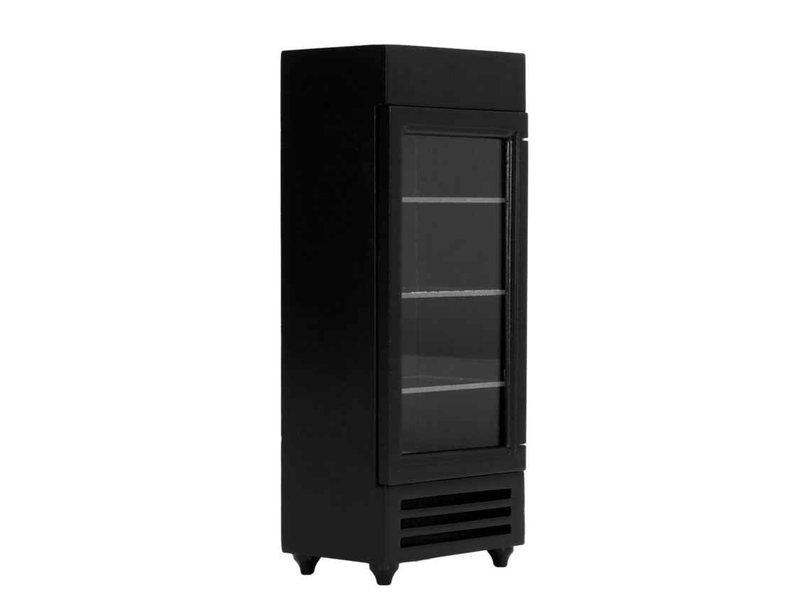 Refrigerador Vertical 1:12 Casinha De Bonecas Material Bétula Alta Simulação Diy Preto