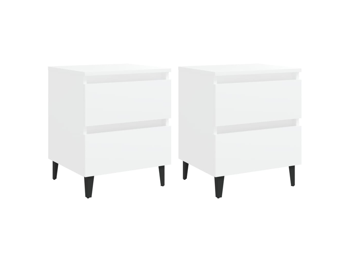 Mesitas de Noche LOVELY HOME Mesinha 2 Pcs 40X35X50 Cm Contraplacado Branco