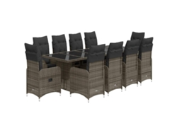 Maison Exclusive - Set De Mesa Y Sillas De Jardín 11 Pzas Y Cojines Ratán Pe Gris