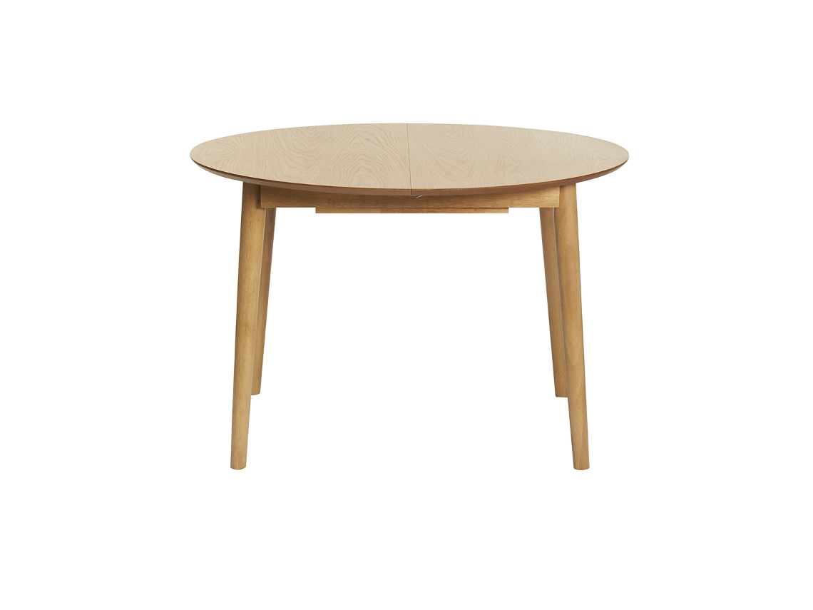Mesa redonda extensible con extensiones integradas de madera de roble clara 115-154 cm EGO MILIBOO