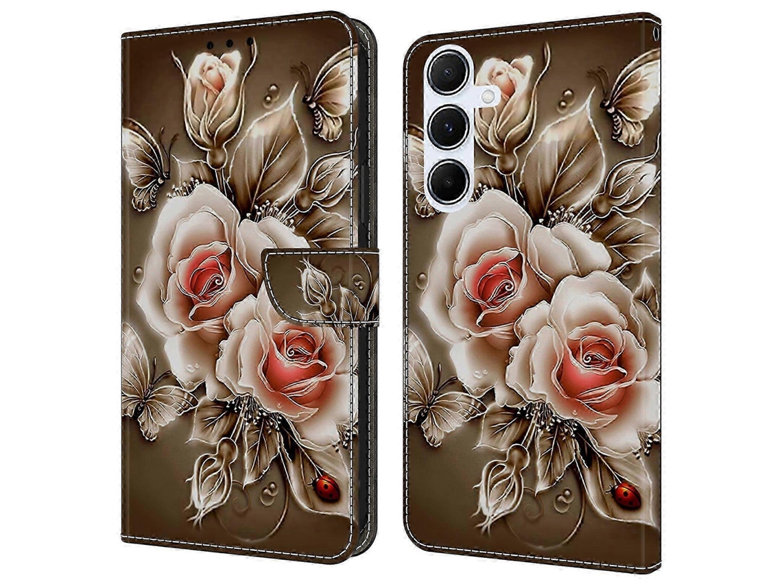 Brown Rose26-27 For Samsung Galaxy A17 5g Case Wallet Stand Pattern Printing Pu Leather Flip Phone Cover