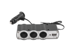 Divisor De Tomada De Acendedor De Cigarro Para Carro 3 Tomadas Com Porta Usb Carregador Dc 12v/24v