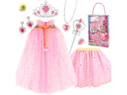 Menina Infantil Brincando De Princesa Capa Colorida Varinha Mágica Coroa Feminina Rainha Colar Brincos Anel Conjunto De Sete Peças Yuysan Sp10 8c