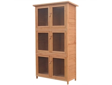 vidaXL Jaula de animales conejera 6 habitaciones madera