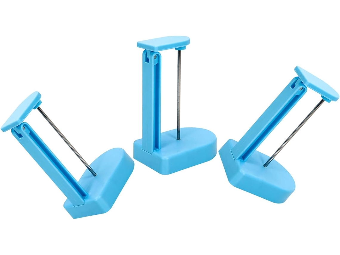 Juego De 3 Portarecibos De Metal Azul Con Bordes Elevados.