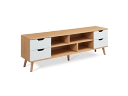 Mueble de TV Bordkak con 4 cajones, 140x30x45 cm, roble/blanco, [EN.CASA]