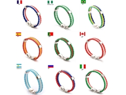 Pulsera De Cuero Tejida A Mano Para Hombre, Pulsera De Bandera De Fútbol De Acero Inoxidable, Joyería Unisex