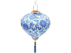Linterna China Colgante De Tela De Seda Impermeable Qinghua De 30 Cm, Estilo Azul Y Blanco.