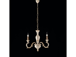 Fiorenza - Araña De Madera De Marfil Y Pan De Oro 3 Luces 110 - Ø43 - Bl172-3-av
