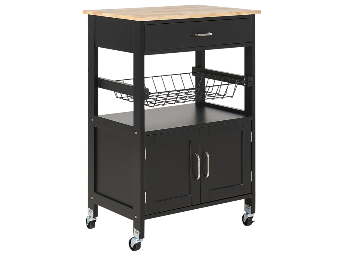 Carrito de cocina BELIANI Lugo de MDF Negro 58x40x90