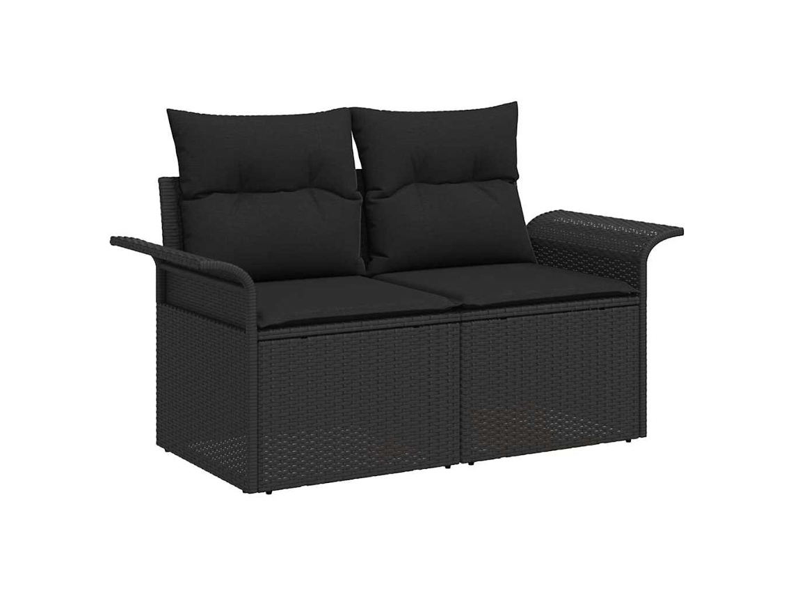 Maison Exclusive - Juego de sofás de jardín de ratán de polipropileno negro de 11 piezas