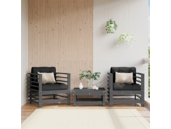 Sillones De Jardín Con Cojines 2 Uds Madera Maciza De Pino Gris
