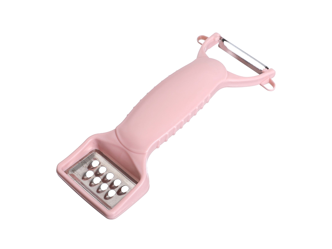 Pelador De Patatas Multifuncional Rosa Con Cuchilla Afilada De Acero Inoxidable Y Cubierta De Pp Para Frutas Y Verduras.