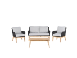 Conjunto de jardín 4 plazas de madera de acacia gris claro/negro BELIANI Merano II
