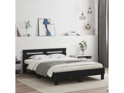 Estructura Cama Con Cabecero Madera Ingeniería Negro 140x190 Cm