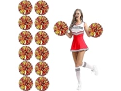 Rebe-12 Pompones De Porrista Con Agujeros Para Dedos Láminas Metálicas De Pet Para Deportes Y Fiesta Oro Rojo Grande