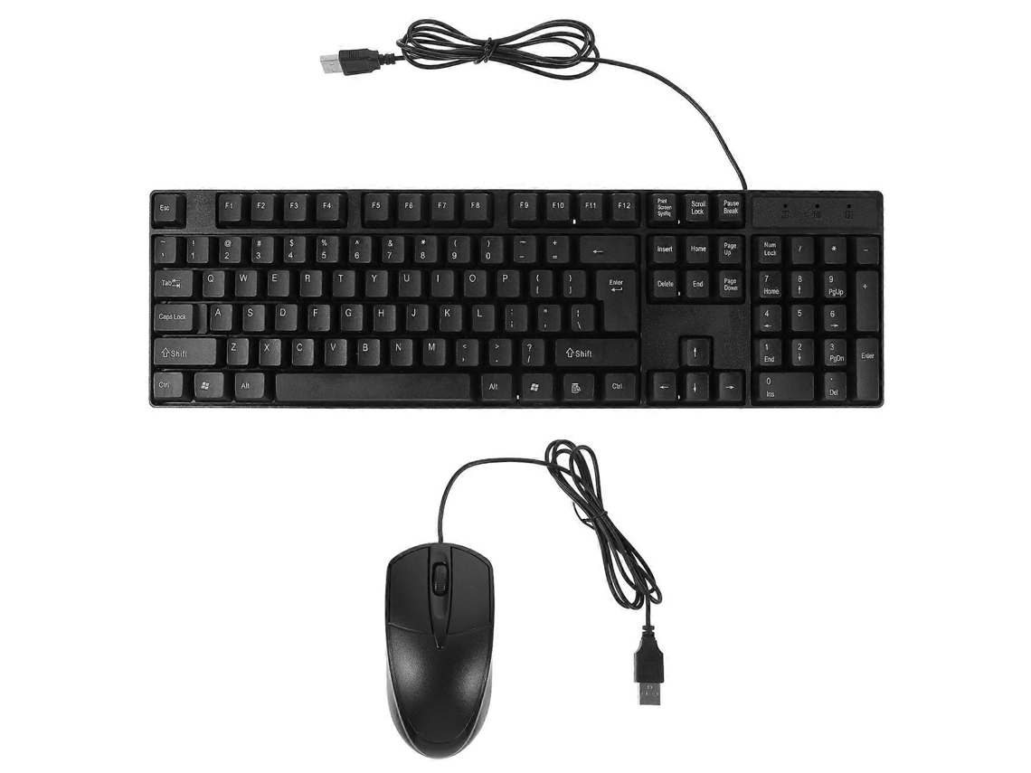 Juego de teclado y ratón de tamaño completo, con cable en inglés. Everley891