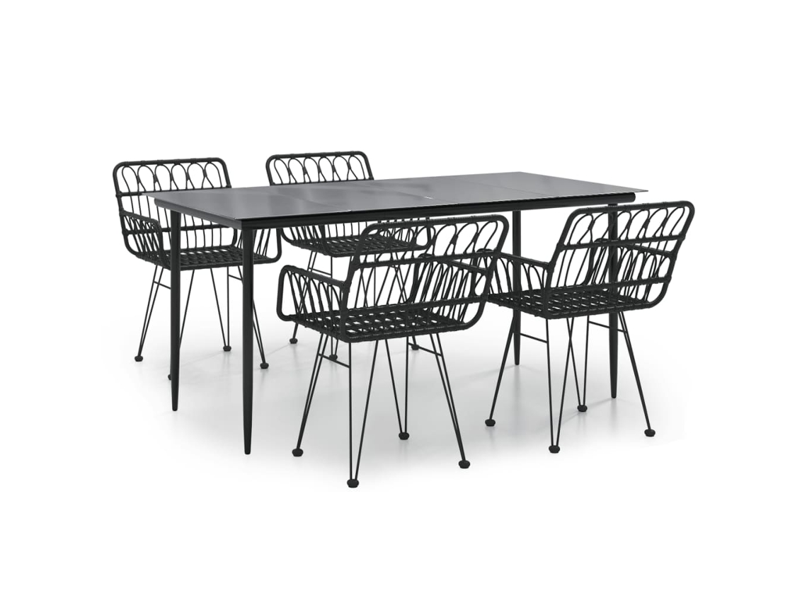 VIDAXL Juego De Comedor De Jardín 5 Piezas Ratán Sintético Negro