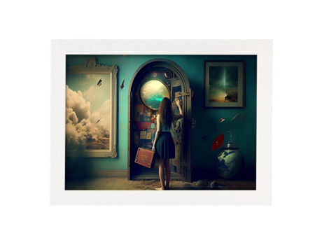 NACNIC Poster Puerta De Pared En Estilo Surrealismo Cinematográfico Ilustraciones Y Grabados De Historieta Abstracta Y Artística A4 Marcos Blancos