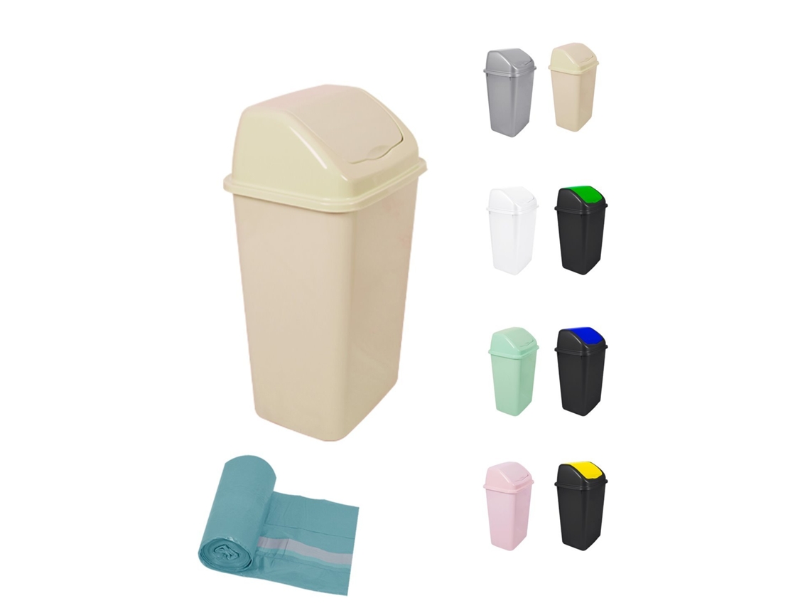 Papelera con tapa basculante 30/50 litros ideal para hogar y oficina beige 50 L bolsas de jardín202