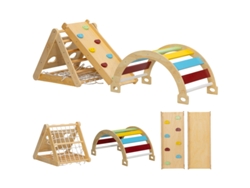 Estructura De Escalada Triangular 7 En 1 Con Tobogán De Arco Multicolor